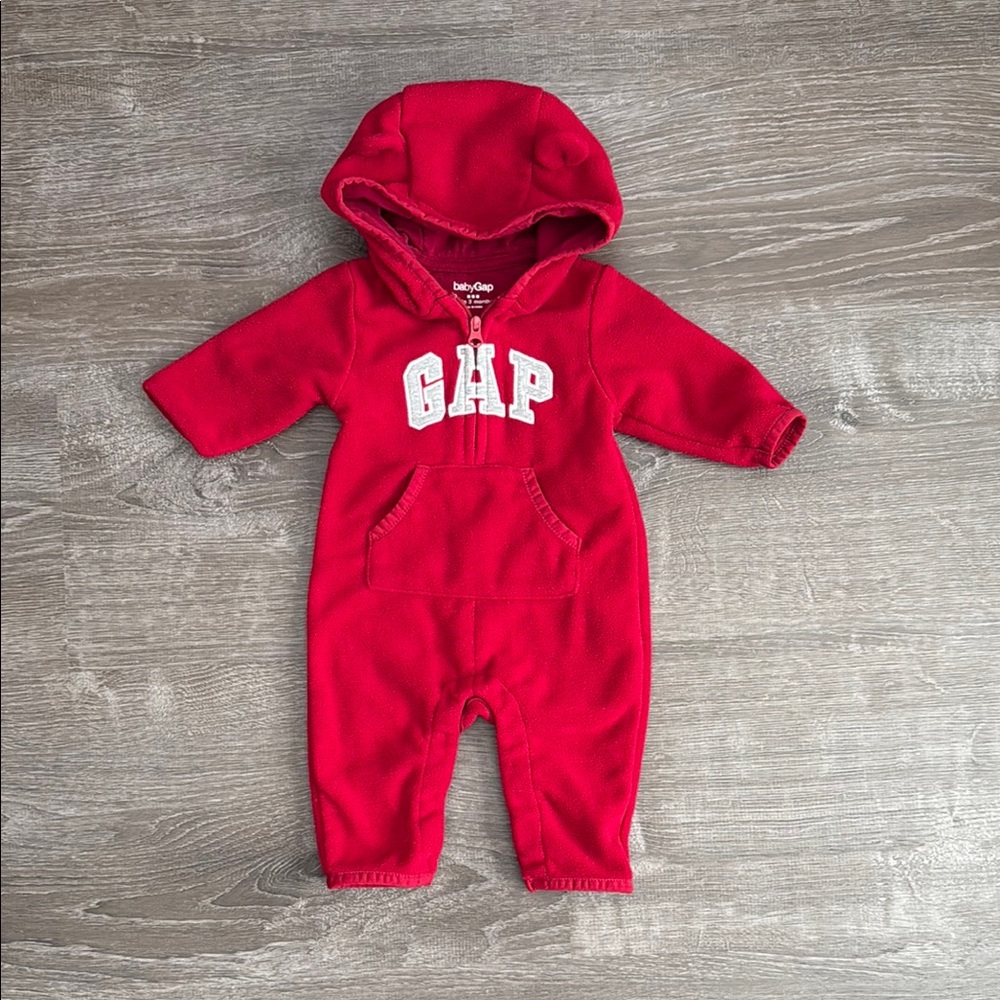 GAP Red Baby Hoodie Onesie 0-3 Months